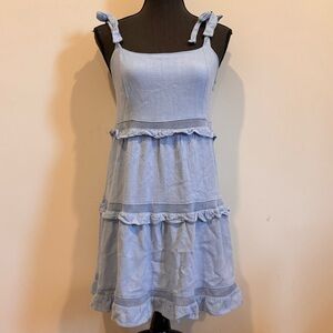 Light Blue Ruffle Dress with Bow Straps